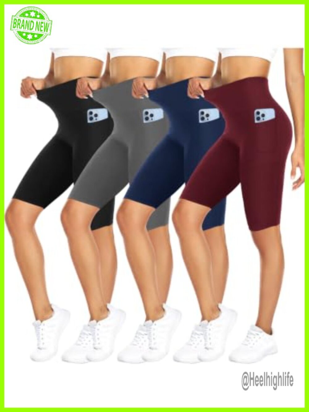 High Waisted Biker Shorts with Pockets Tummy Control Yoga Workout Shorts